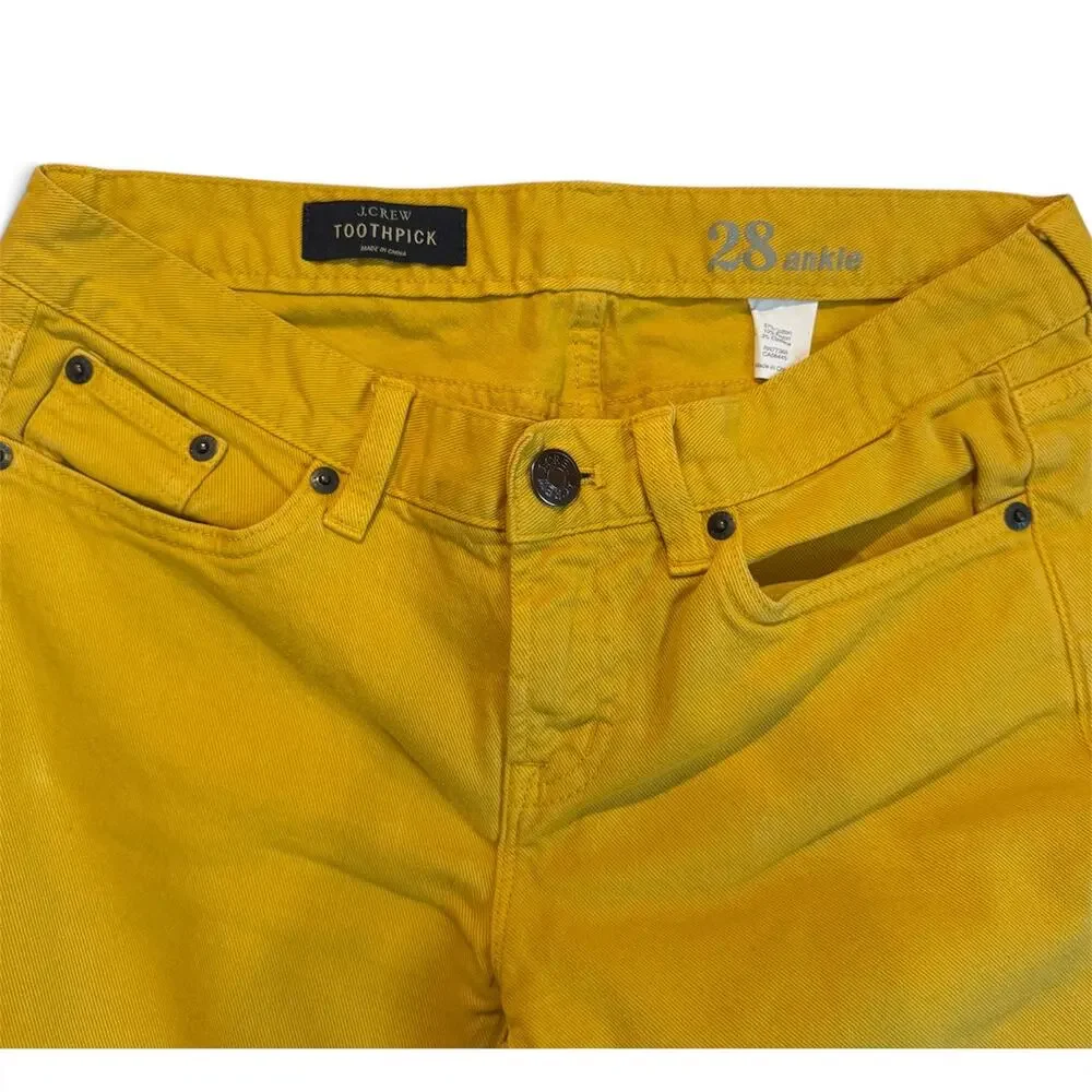 J.Crew, Toothpick, Ankle, Jeans, Women’s, 28, Mustard Yellow, Skinny, Stretch.